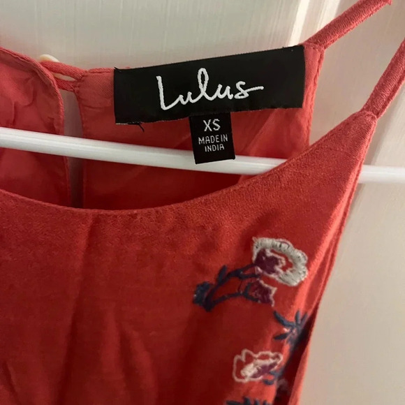 Lulus Sunshine Delight Coral Pink Embroidered A-Line Mini Sun Dress New XS - Picture 5 of 8